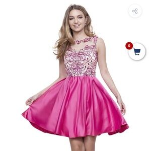 NWT Elegant Pink Lace Prom Dress